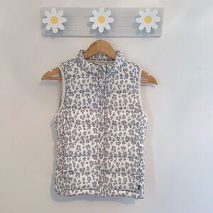 GAP Cold Control Quilted Vest Leopard Print with High Collar girls size L